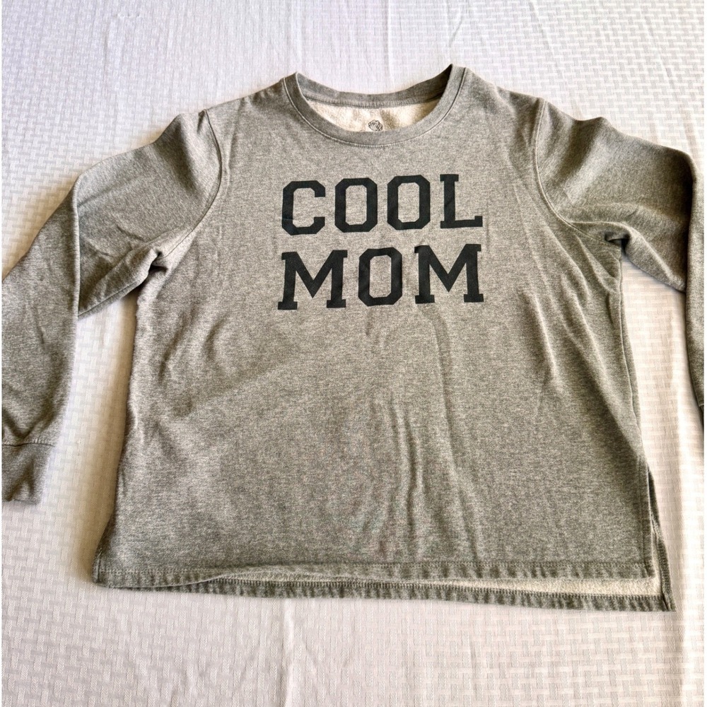 PositiviTees Cool Mom Graphic Sweatshirt Gray Crew Neck Women's Large 12/14